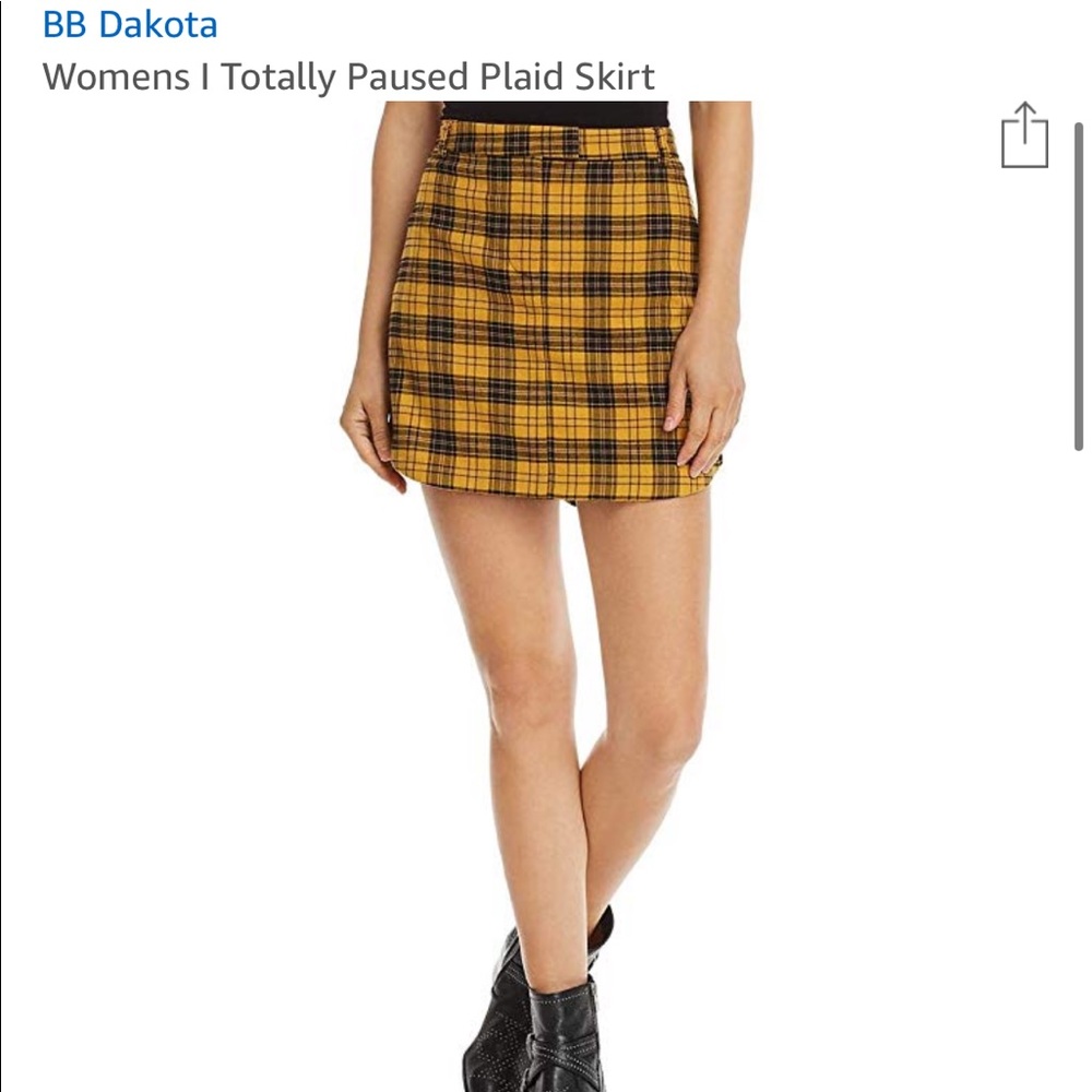 NWT BB Dakota yellow plaid mini skirt